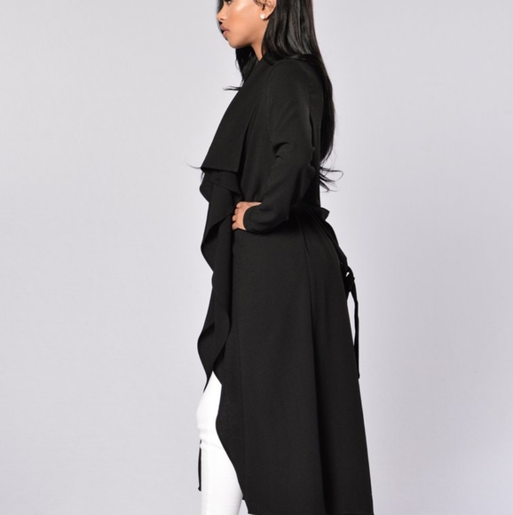 Black Lapel Trench Coat - Picture 3 of 8